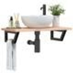 vidaXL Supports d'étagères pour lavabo 2 pcs noir trapèze acier