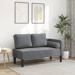 Chaise longue avec coussins gris foncé velours Vidaxl