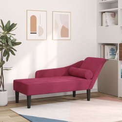 Vidaxl - Chaise longue avec coussins rouge bordeaux velours