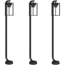 Lampadaires d'extérieur 3 pcs noir 100 cm acier inoxydable Vidaxl