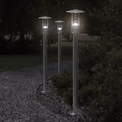 vidaXL Lampadaire d'extérieur argenté 100 cm acier inoxydable