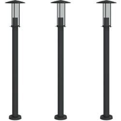 Lampadaires d'extérieur 3 pcs noir 100 cm acier inoxydable Vidaxl