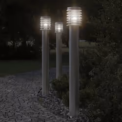 vidaXL Lampadaires d'extérieur 3 pcs argenté 110 cm acier inoxydable