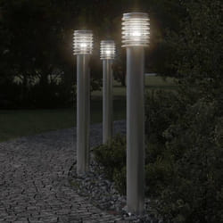 vidaXL Lampadaires d'extérieur 3 pcs argenté 110 cm acier inoxydable