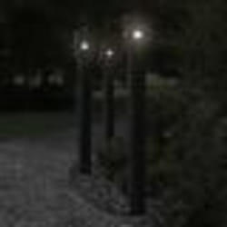 vidaXL Lampadaires d'extérieur 3 pcs noir 110 cm acier inoxydable