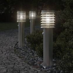 Vidaxl - Lampadaire d'extérieur avec capteur argenté acier inoxydable