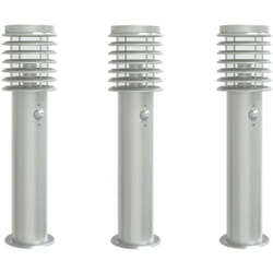 Vidaxl - Lampadaires d'extérieur avec capteurs 3 pcs acier inoxydable