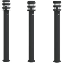 Lampadaires d'extérieur et capteurs 3 pcs noir acier inoxydable Vidaxl