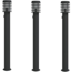 Lampadaires d'extérieur avec sortie 3 pcs noir acier inoxydable Vidaxl