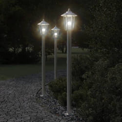 vidaXL Lampadaires d'extérieur 3 pcs argenté 120 cm acier inoxydable