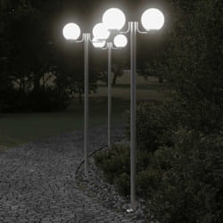 Lampadaires d'extérieur 3 pcs argenté 215 cm acier inoxydable Vidaxl