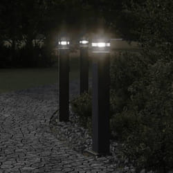 vidaXL Lampadaires d'extérieur avec sortie 3 pcs noir 80 cm aluminium