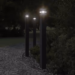 vidaXL Lampadaires d'extérieur avec sortie 3 pcs noir 110 cm aluminium