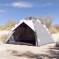 vidaXL Tente de plage 3 personnes gris libération rapide imperméable