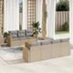 vidaXL Salon de jardin avec coussins 8 pcs beige résine tressée