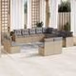 vidaXL Salon de jardin avec coussins 13 pcs beige résine tressée
