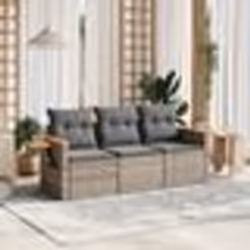 vidaXL Salon de jardin avec coussins 3 pcs gris résine tressée