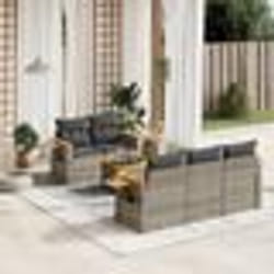 vidaXL Salon de jardin 6 pcs avec coussins gris résine tressée