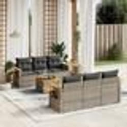 vidaXL Salon de jardin avec coussins 7 pcs gris résine tressée