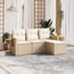 vidaXL Salon de jardin avec coussins 4 pcs beige résine tressée