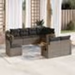 vidaXL Salon de jardin 8 pcs avec coussins gris résine tressée