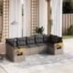 vidaXL Salon de jardin avec coussins 7 pcs gris résine tressée