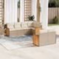 vidaXL Salon de jardin avec coussins 7 pcs beige résine tressée