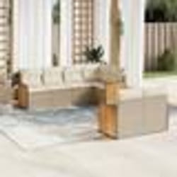 vidaXL Salon de jardin avec coussins 7 pcs beige résine tressée