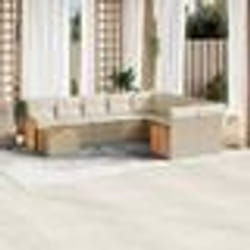 vidaXL Salon de jardin avec coussins 10 pcs beige résine tressée