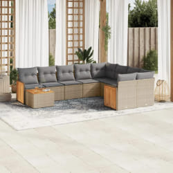 vidaXL Salon de jardin 10 pcs beige
