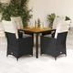 vidaXL Ensemble à manger de jardin coussins 5pcs noir résine tressée
