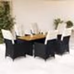 vidaXL Ensemble à manger de jardin coussins 7 pcs noir résine tressée