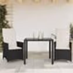 vidaXL Ensemble de bistro 3 pcs avec coussins noir résine tressée