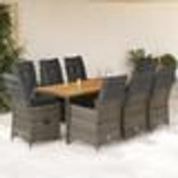 vidaXL Ensemble à manger de jardin 9 pcs coussins gris résine tressée
