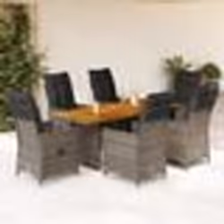vidaXL Ensemble à manger de jardin et coussins 7 pcs gris rotin