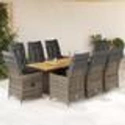 vidaXL Ensemble à manger de jardin 9 pcs coussins gris résine tressée