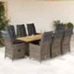 vidaXL Ensemble à manger de jardin 9 pcs coussins gris résine tressée