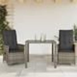 vidaXL Ensemble de bistro 3 pcs avec coussins gris résine tressée