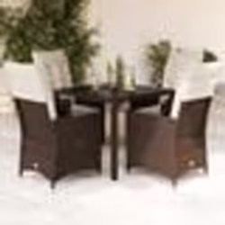 vidaXL Ensemble à manger de jardin 5 pcs et coussins marron poly rotin