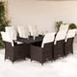 vidaXL Ensemble à manger de jardin et coussins 9 pcs marron poly rotin