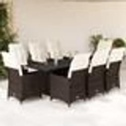 vidaXL Ensemble à manger de jardin et coussins 9 pcs marron poly rotin