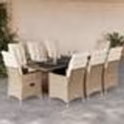 vidaXL Ensemble à manger de jardin et coussins 9 pcs beige Poly rotin