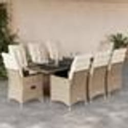 vidaXL Ensemble à manger de jardin et coussins 9 pcs beige Poly rotin