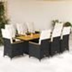vidaXL Ensemble à manger de jardin 9pcs coussins noir résine tressée