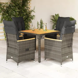 vidaXL Ensemble à manger de jardin 5 pcs coussins gris résine tressée