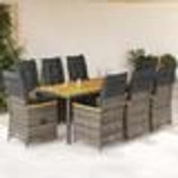 vidaXL Ensemble à manger de jardin 9 pcs coussins gris résine tressée
