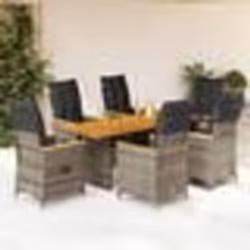 vidaXL Ensemble à manger de jardin et coussins 7 pcs gris rotin
