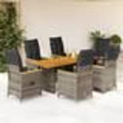 vidaXL Ensemble à manger de jardin et coussins 7 pcs gris rotin