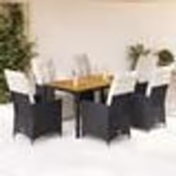 vidaXL Ensemble à manger de jardin coussins 7 pcs noir résine tressée