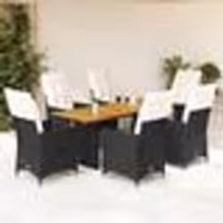 vidaXL Ensemble à manger de jardin coussins 7 pcs noir résine tressée